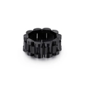 Industrial matte black watch link style ring with stainless steel presidential chain design - Black