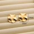 Close-up of golden irregular wavy stud earrings with dimensions of 2.9cm by 2.8cm - R189 Wavy Round Style 2 / Gold