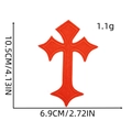 Mappa dettagliata delle dimensioni per toppa a croce gotica rossa 10,5x6,9 cm e 1,1 g - Toppa Croce 2# (Rosso)