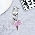 Cute pink cloud and silver lightning bolt keychain with metallic ring for couples - Pink Lightning