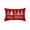 Funda de cojín rectangular de lino navideño con estampado de árbol y Merry Christmas - Feliz Navidad 4 (Una cara)