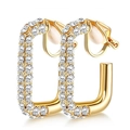 Elegant C-shaped gold-plated clip earrings featuring shimmering white zircon stones - Gold Zirconia C-Shape