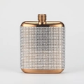 Portable rose gold stainless steel 6oz hip flask with sparkling crystal rhinestones - 6oz / Electroplated Rose Gold Fan Rhinestone 180ml