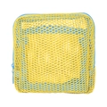 Mesh beach toy storage bag with yellow netting and blue zipper for children - Mesh Tofu Bag 12x12x6cm Yellow