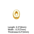 Detailed macro view showing dimensions 9mm by 7mm for gold DIY alphabet letter O pendant - Letter O