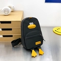 Cartoon duck chest bag in black fabric with yellow duck beak and adjustable strap - Black