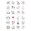 Christmas Advent calendar stickers featuring hand-drawn numbers 1 to 24 in festive red and green - 6 White Christmas Numbers