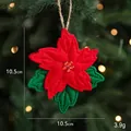 Addobbo natalizio in feltro con perle rosse e corda, decorazione festiva per albero - Fiore di feltro