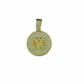 Lujoso colgante circular del zodiaco Libra bañado en oro con cristales brillantes - Libra (Solo Colgante) / Dorado