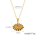 Golden Evil Eye necklace featuring a black and white enamel pendant with a central zircon - Gold Yellow White Zirconia