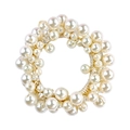 Detailed view of elastic hair tie featuring dense white pearls and golden core accents - 3# Luxury Pearl Hair Tie