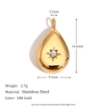 Water drop 18K gold plated stainless steel pendant with starburst zircon and measurements - Teardrop Zirconia Pendant
