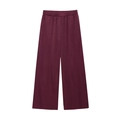 Detail of burgundy wide-leg trousers featuring elastic smocked waist and draped fabric texture - XS / Wine Red Pants
