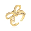 Minimalist 18K gold-plated bow ring with sparkling cubic zirconia and open design - Sparkling Gold-14312