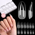550 Stück lange Mandel-Oval-Klarsicht-Nagelspitzen in zwölf Größen mit Aufbewahrungsbox - Transparent Oval Halb Matt (XAJP-A8/550 Stück Boxed)
