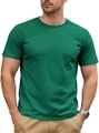Men's solid color short sleeve cotton T-shirt in green finish and breathable texture - S / Army Green