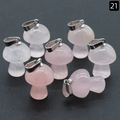 Mini rose quartz mushroom charm with silver clasp for DIY jewelry making and pendants - Rose Quartz (1pc)