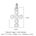 Ciondolo a croce argento in rame e zirconi cubici con dimensioni 17x11mm - Croce VB742-1 / Argento