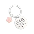 Silberner Edelstahl-Schlüsselanhänger für Mama mit Blumenanhänger und graviertem Herz-Text - TO MY Beautiful Mum / 30MM