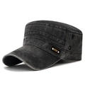 Berretto militare in cotone lavato grigio scuro con finitura vintage e stemma SPORT - Regolabile / Nero