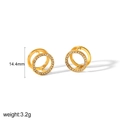 Detail of 14.4mm 18k gold plated double hoop earrings with cubic zirconia inlay - Double Round Style (TE6898-RD)
