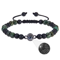 Bracelet de projection avec perles mates noires et pierres de marbre vert pour couples - Pin Africain & Pierre Dépolie