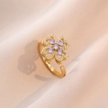 Adjustable Open Ring (J0235) / Purple/Gold