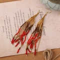Style B Long Seed Bead Tassel Red Coffee