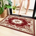 Rectangle non-slip bathroom mat with vintage red floral pattern for home entrance - European Persian Red 9