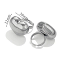 Adjustable silver heart ring with polished 30mm surface and open band structure - Puffy Style - Steel