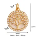 Golden Tree of Life charm with white cubic zirconia inlay and pink mother-of-pearl base - Tree of Life-Gold-MOP