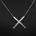 Minimalist silver alphabet X pendant necklace with elegant stainless steel chain link - White Letter X