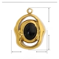 Detailed view of marquise cut natural stone pendant in gold stainless steel frame - YE244-Black/Irregular Ring