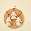 Three cream white felt angel Christmas ornaments with red stitching and hanging strings - White Angel (3 Pcs/Pack)