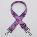Adjustable colorful geometric patterned purse strap with gray metal swivel hooks - No. 652 Purple Geometric Gunmetal Hook