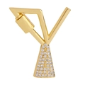 Golden V-shaped pendant with white zircon inlays and a screw clasp for DIY jewelry - Letter Y