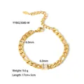 18K gold plated stainless steel Figaro bracelet featuring a 6mm square cubic zirconia - Square Zirconia Figaro Chain Style (YYB023080-W)