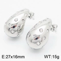 Silver hollow teardrop earrings with crystals, stainless steel jewelry (27x16mm) - Creative Diamond Teardrop Style (KE113024-KFC) / Silver
