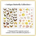 Wasserdichte PVC-Aufkleber mit realistischen Schmetterlings- und Rosenmotiven - Antike Schmetterlingssammlung