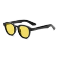 Retro round sunglasses with black frame and transparent yellow lenses for women - Sunglasses / Bright Black Frame Ocean Yellow Lens