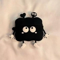 Black cartoon character silicone case for AirPods Pro 2 with creative eyes and hands - Full Body Of Coal Briquettes + Carabiner / AirPods 1/2 Gen