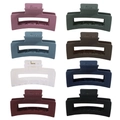 8-piece set of matte large rectangular hair claw clips in assorted pastel and dark colors - 8-Piece Rectangular Set 8.5cm
