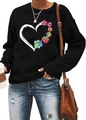 Felpa nera da donna a maniche lunghe con grafica a cuore e impronte di zampe colorate - S / Nero Arcobaleno Zampa