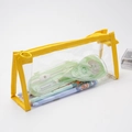 Transparent yellow pencil case with large capacity and sturdy triangular design - Yellow