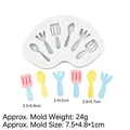 Silicone mold for mini kitchenware utensils including shovel, fork and spoon set B829 - 3# Cutlery B829 / Gray