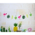 Hawaiianische Girlande mit rosa Flamingo, Ananas und Monstera-Blatt Motiven - Flamingo & Grüne Blätter