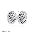 Detailed size specifications of silver twisted croissant earrings in S925 sterling silver - Silver Twill Croissant Style (T359_2)