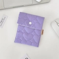 Lavender quilted heart storage pouch with white snap button and brand label detail - Purple Heart (Flap Snap Style)