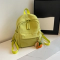 Bright green corduroy mini backpack with retro texture and unique creative charm pendant - With Pendant / Green