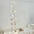 Artistic moon-themed shell wind chime with natural mother-of-pearl and spiral conch - Pearl White Small